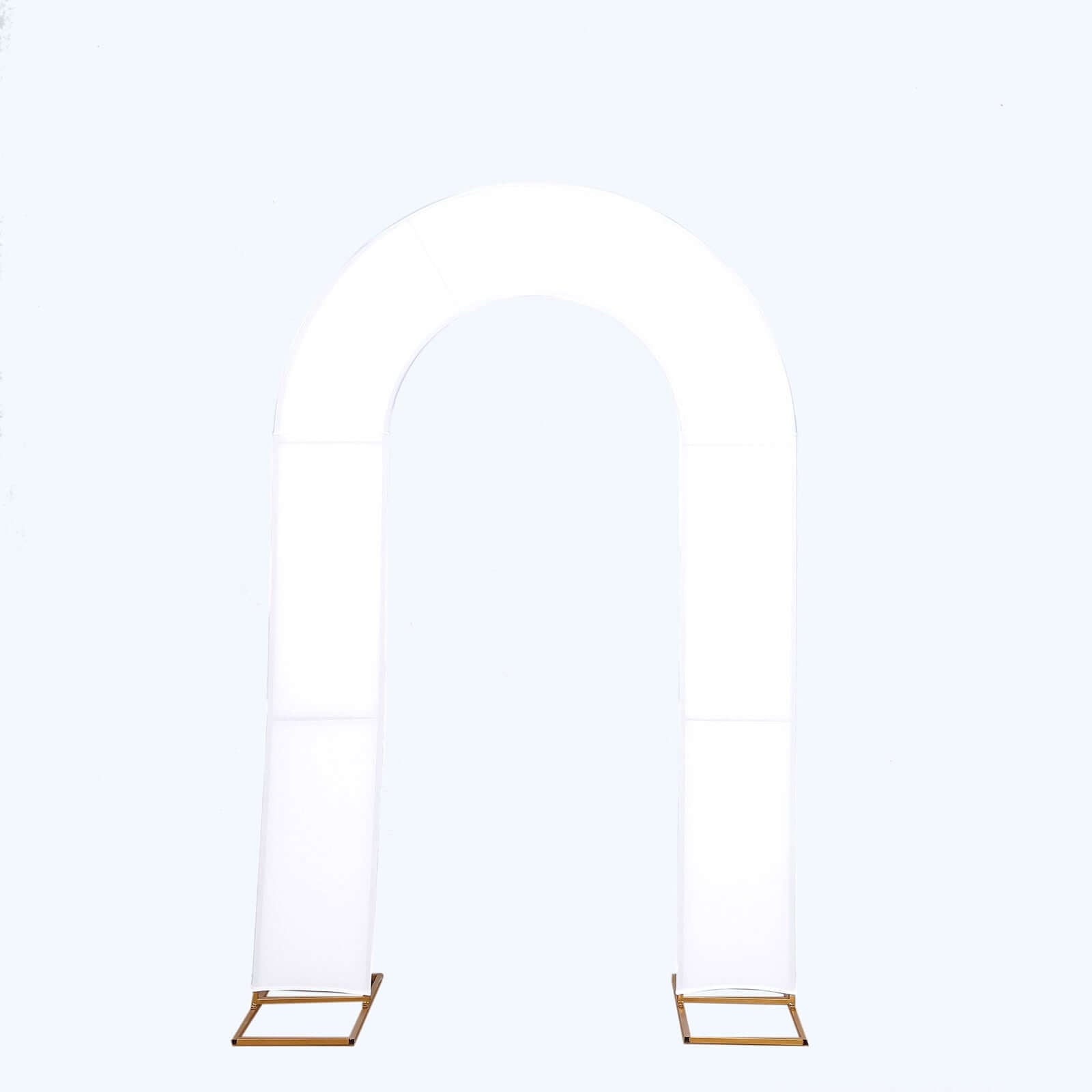 8ft White Spandex Fitted Open Arch Wedding Arch Cover, Double-Sided U-Shaped Backdrop Slipcover