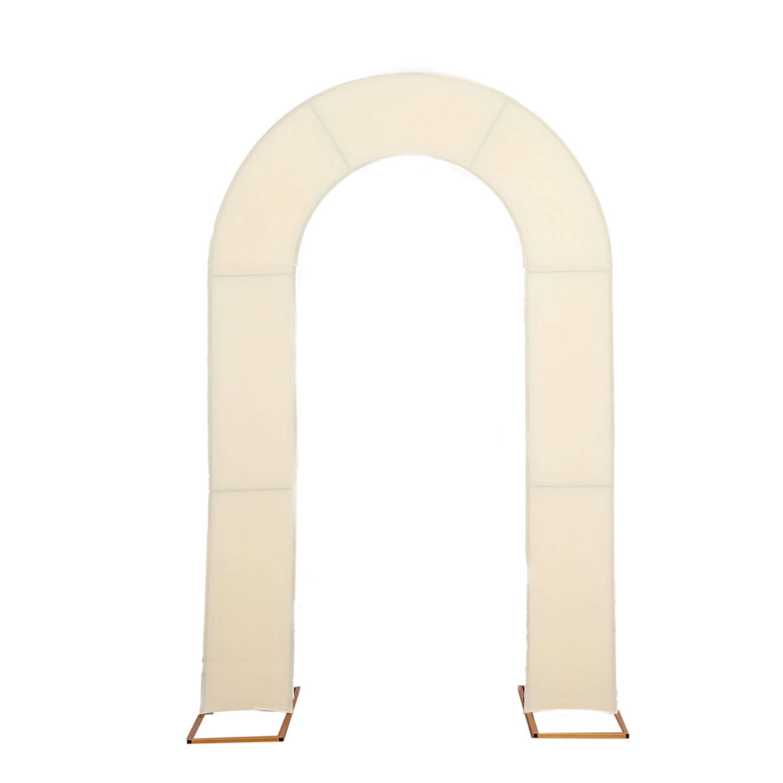 8ft Beige Spandex Fitted Open Arch Wedding Arch Cover, Double-Sided U-Shaped Backdrop Slipcover