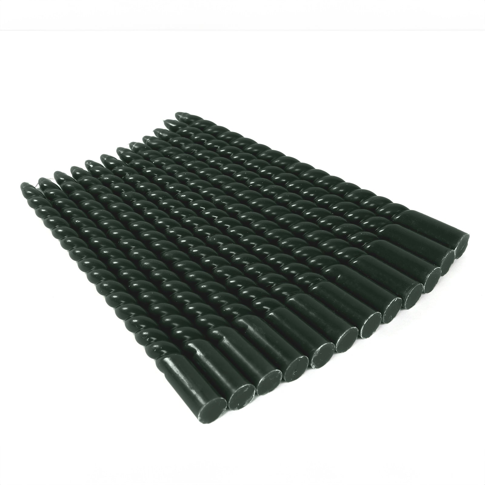 12 Pack 11" Hunter Emerald Green Premium Unscented Spiral Wax Taper Candles, Long Burn Wick Dinner Candle Sticks