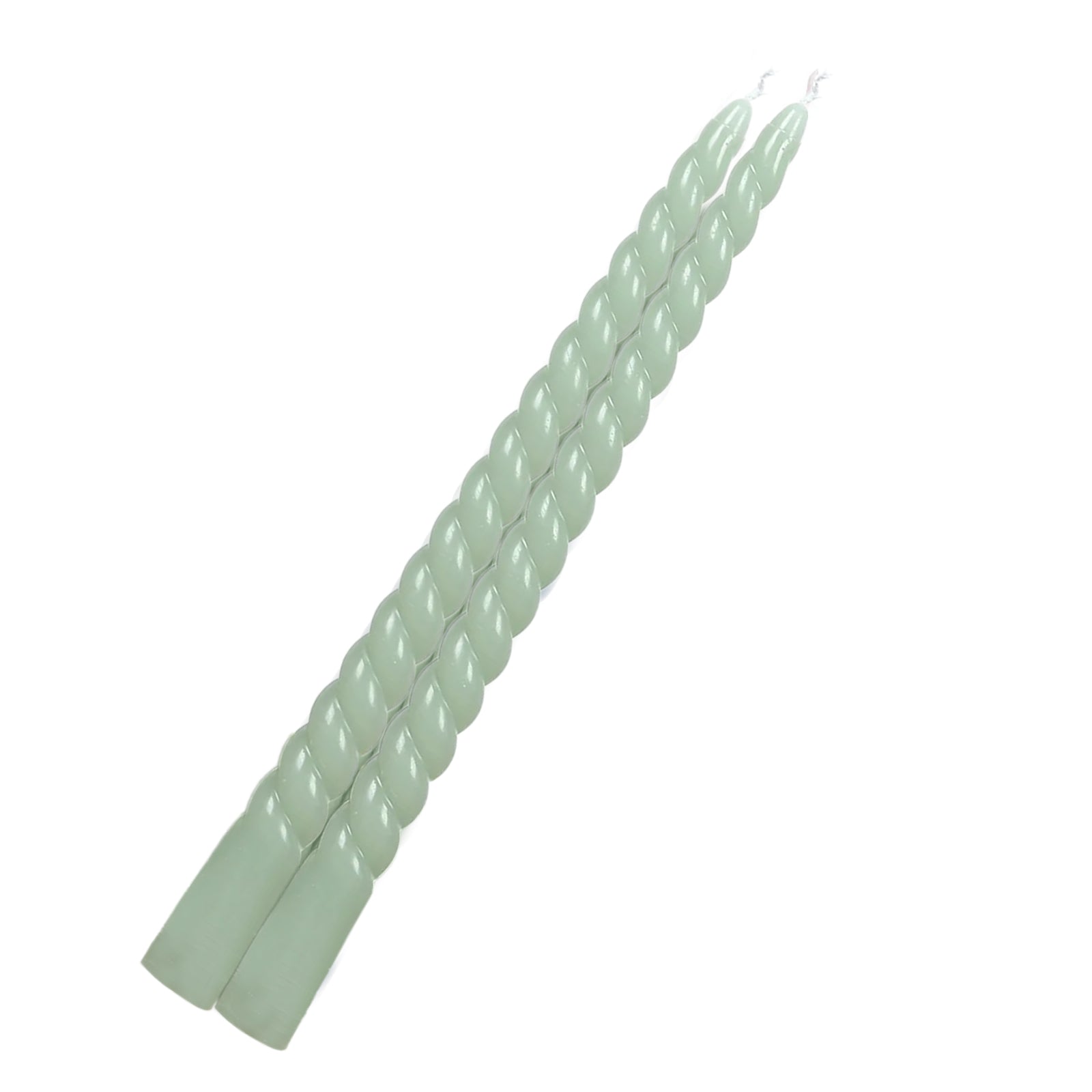 12 Pack 11" Sage Green Premium Unscented Spiral Wax Taper Candles, Long Burn Wick Dinner Candle Sticks