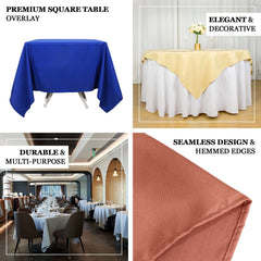 Premium Polyester 54"x54" Table Overlay Square Tablecloth Navy Blue - Stain and Wrinkle-Resistant 220GSM Table Topper