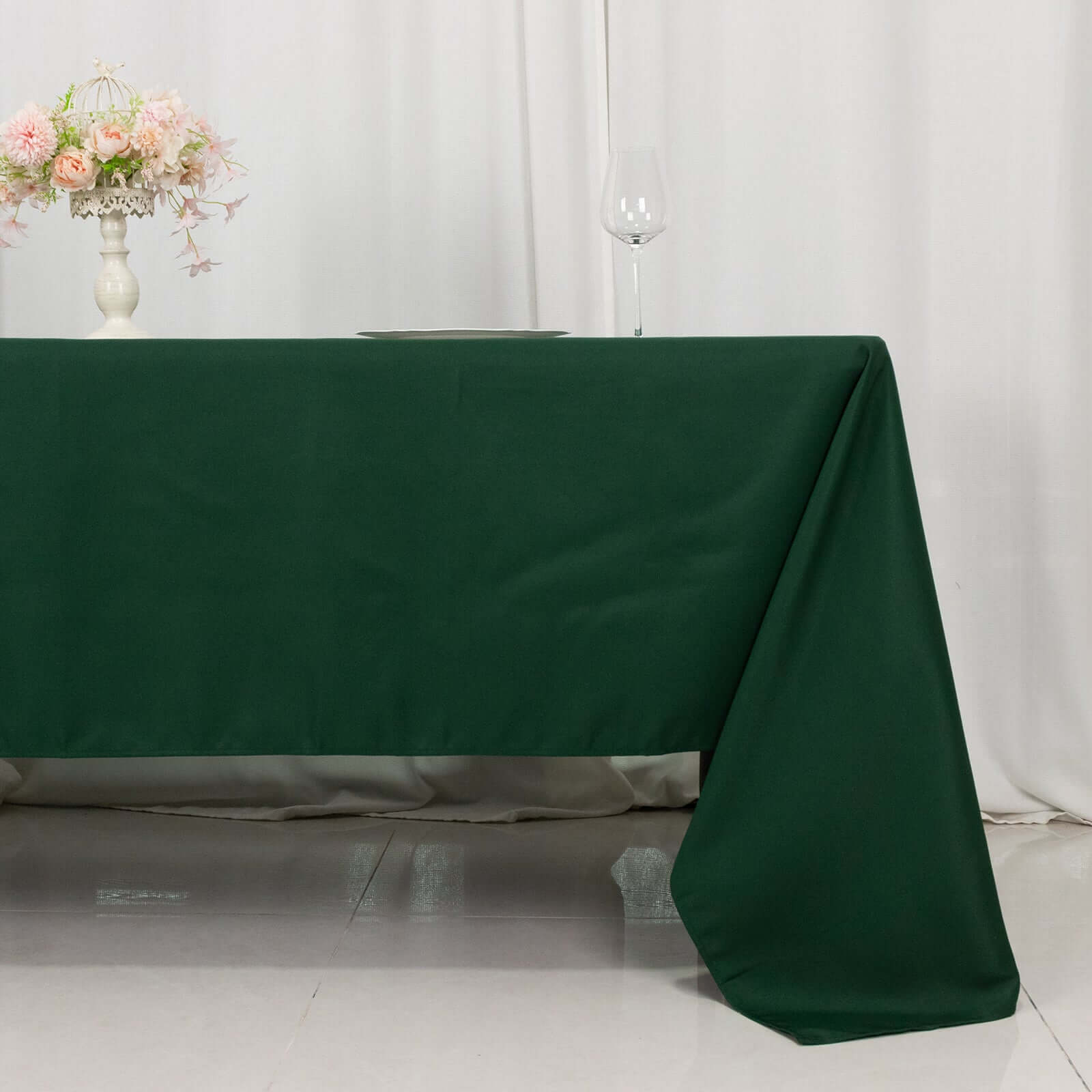 Premium Polyester 60"x126" Rectangle Tablecloth Hunter Emerald Green - Stain-Resistant 220GSM Finish Table Cover