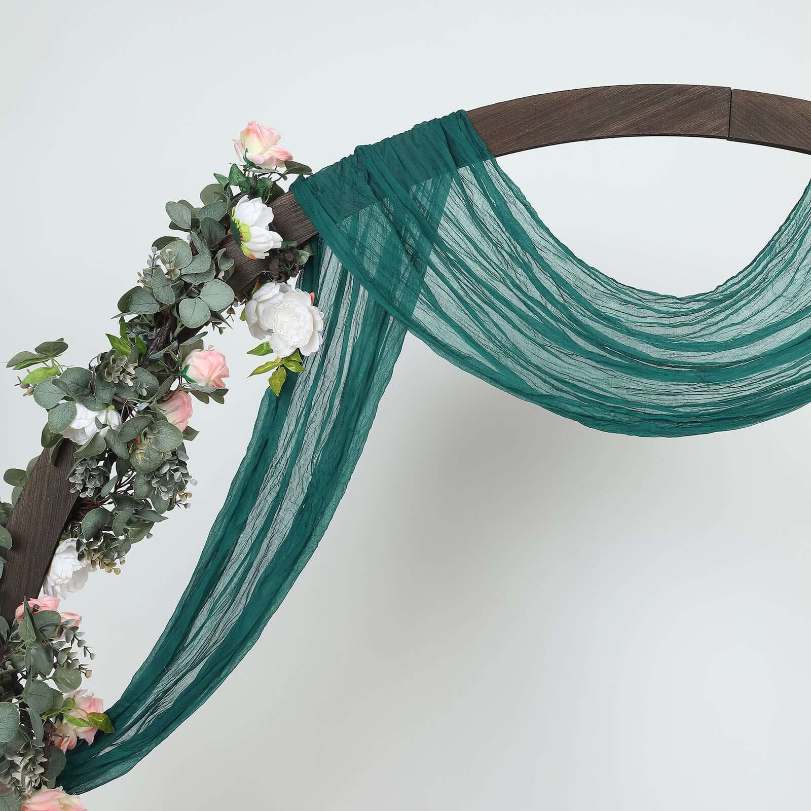 20ft Peacock Teal Gauze Cheesecloth Fabric Wedding Arch Drapery, Window Scarf Valance, Boho Decor Arbor Curtain Panel