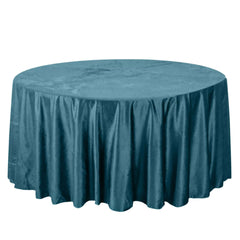 Premium Velvet 120" Round Tablecloth Peacock Teal - Reusable Soft & Seamless Table Cover