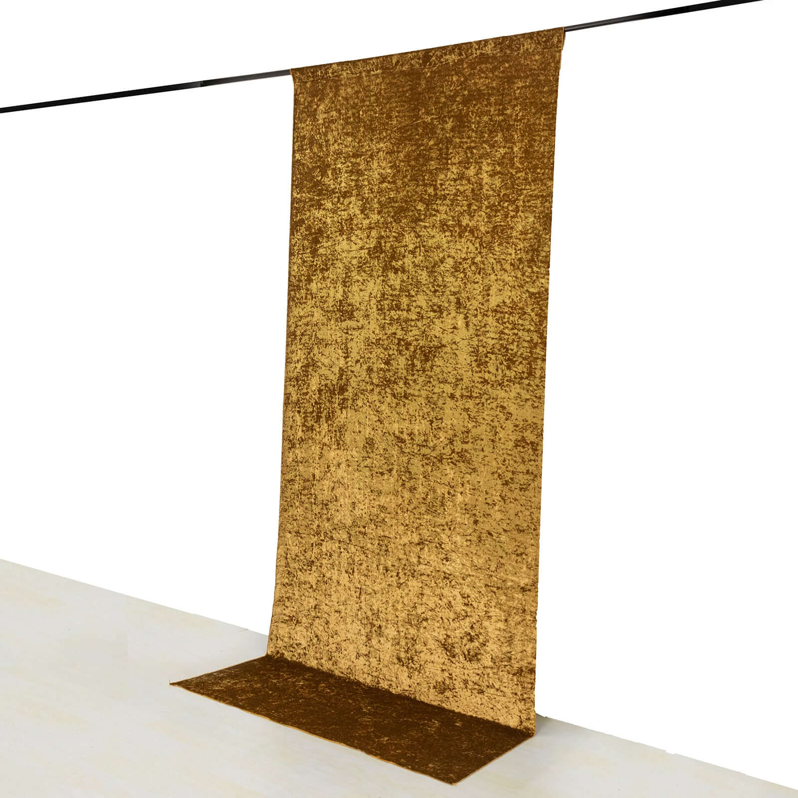 Gold Crushed Velvet Backdrop Curtain – 5ft x 12ft Event Drape with Rod Pocket, Privacy Panel for Photo Booths & Events