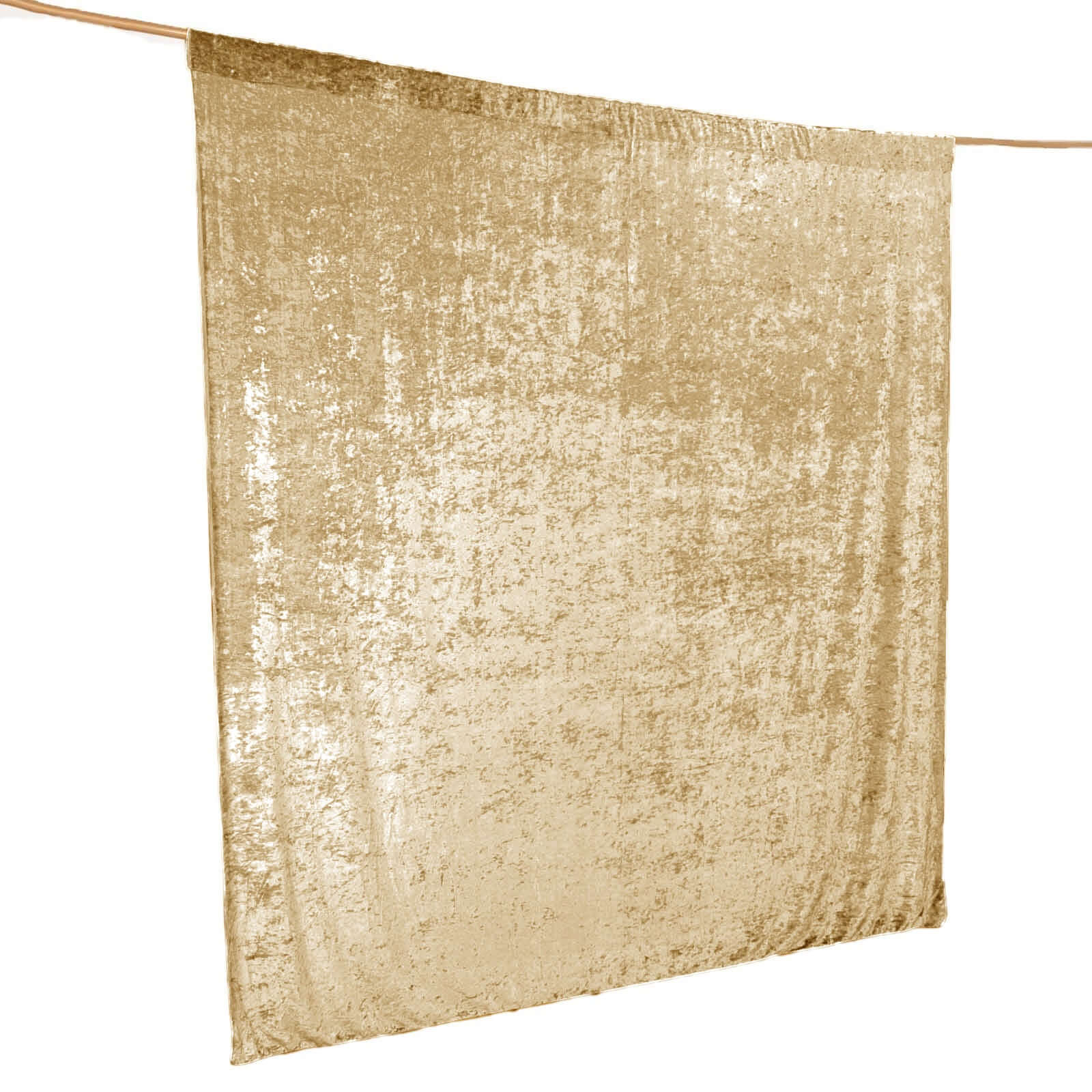 Champagne Crushed Velvet Backdrop Curtain – 8ft x 8ft Event Drape with Rod Pocket, Privacy Panel for Photo Booths & Events