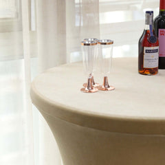 Premium Velvet Spandex 30" Round Cocktail Table Cover Champagne - Smooth Fitted Design with Foot Pockets