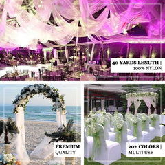 54"x40 Yards White Sheer Organza Fabric Bolt, DIY Craft Fabric Roll