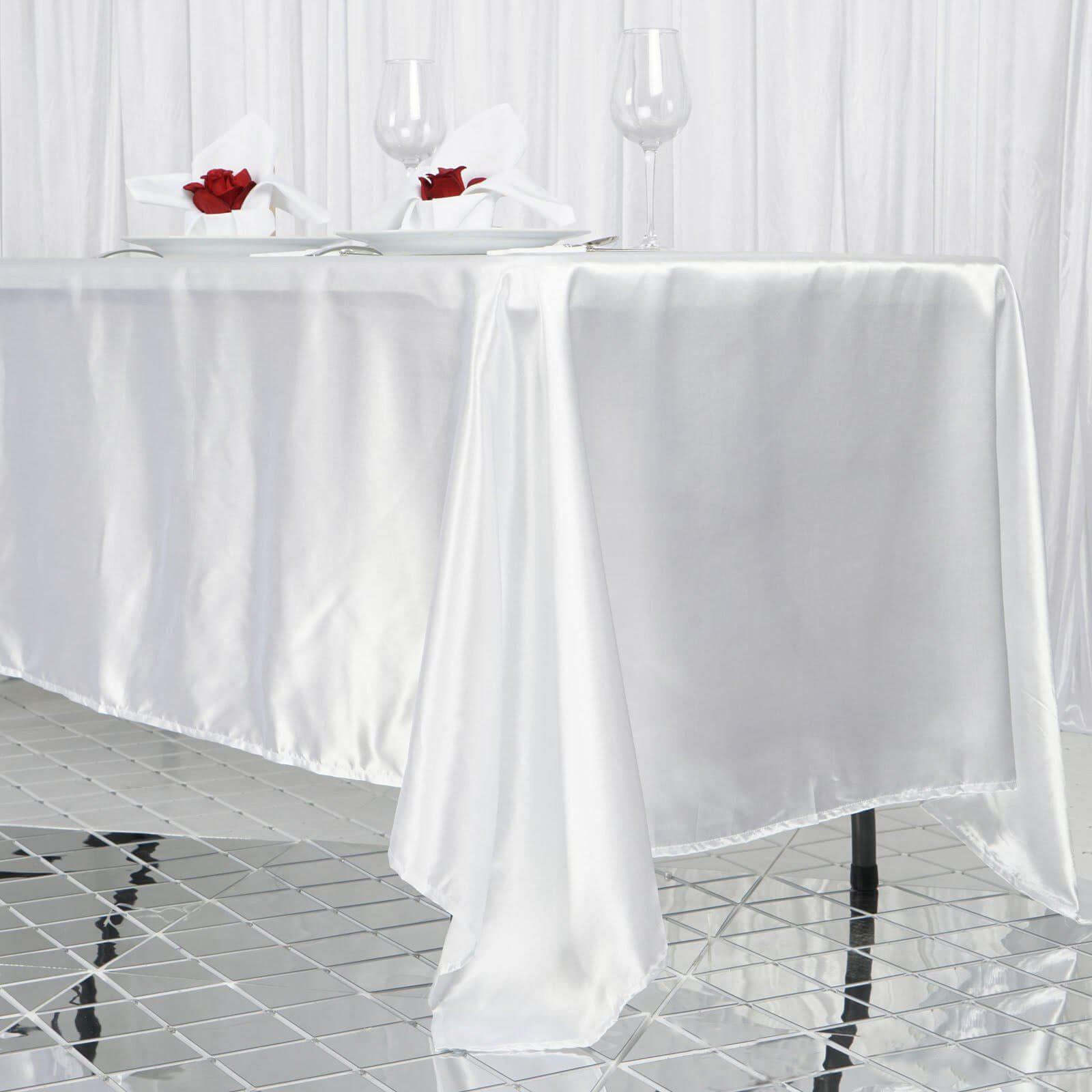 Satin Rectangular 72"x120" Tablecloth White - Smooth & Easy to Maintain Table Cover For Classy Weddings & Events