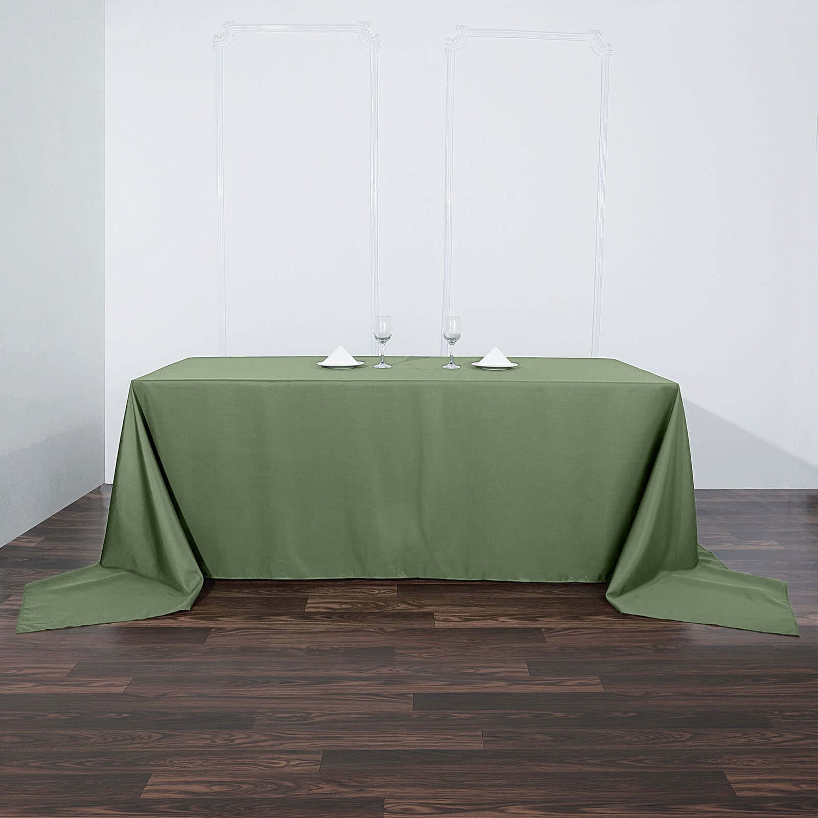 Polyester 90"x156" Rectangle Tablecloth Olive Green - Seamless Wrinkle-Resistant Table Cover