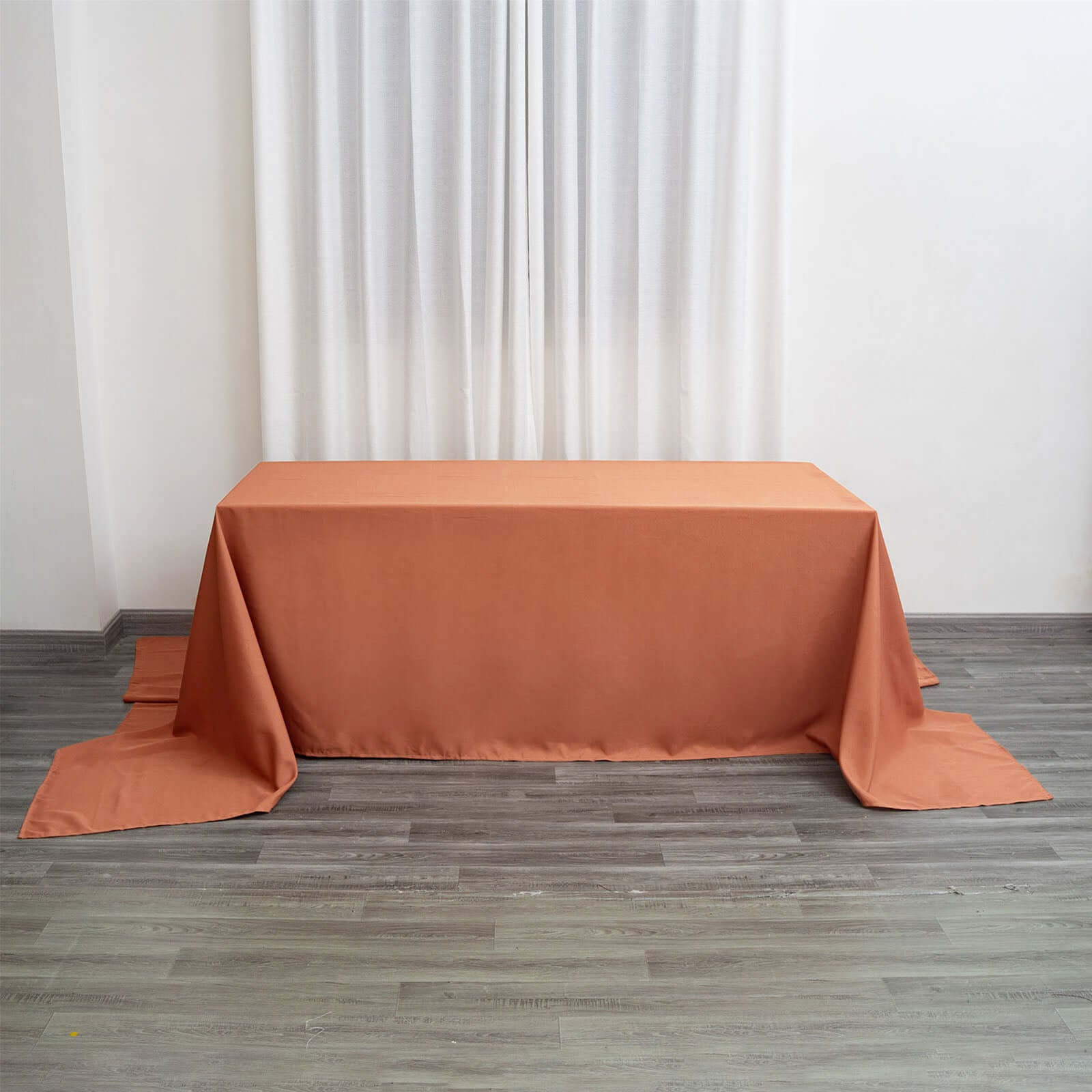 Polyester 90"x156" Rectangle Tablecloth Terracotta (Rust)- Seamless Wrinkle-Resistant Table Cover
