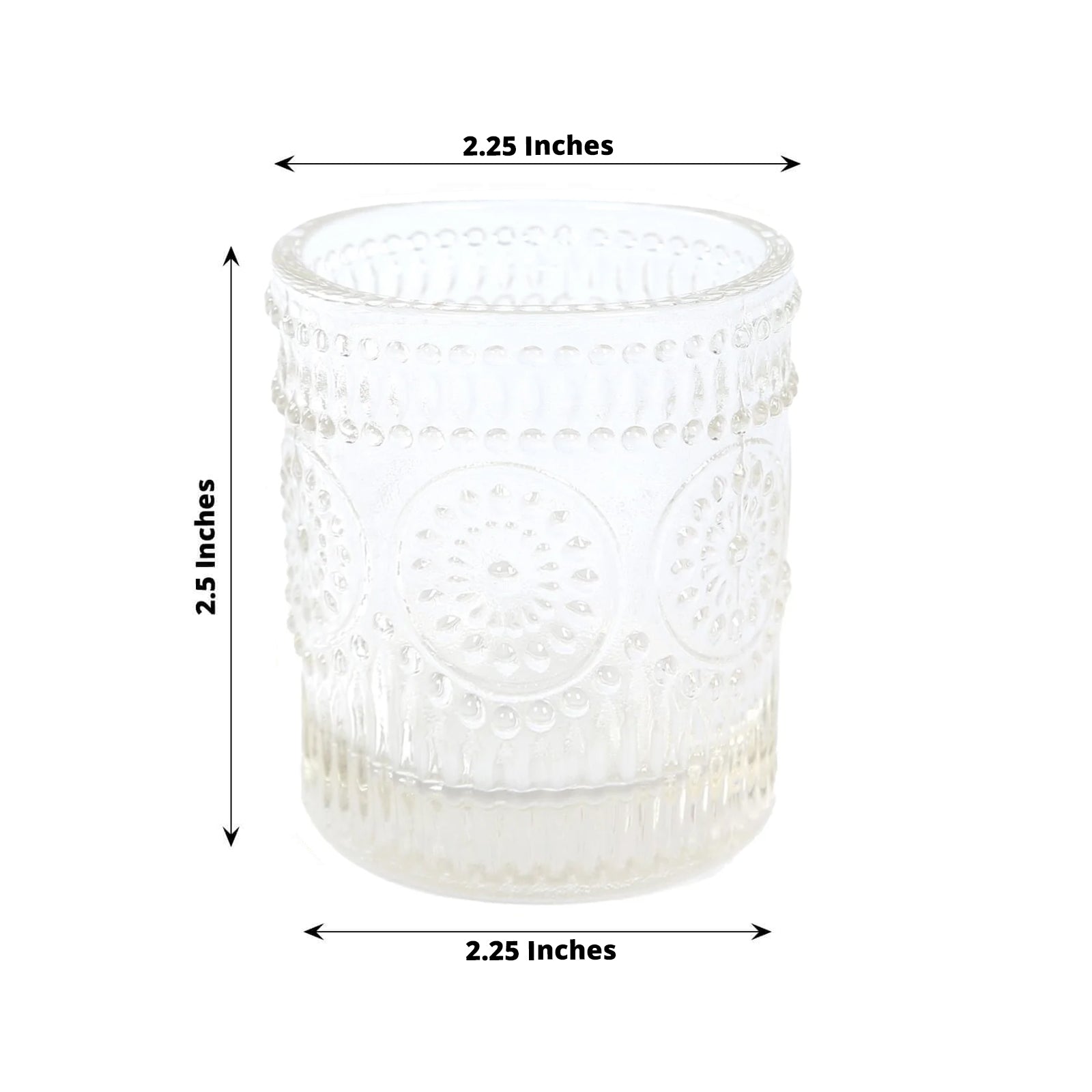 6-Pack Clear Glass Votive Tealight Holders - Stylish Primrose Design for Weddings & Décor