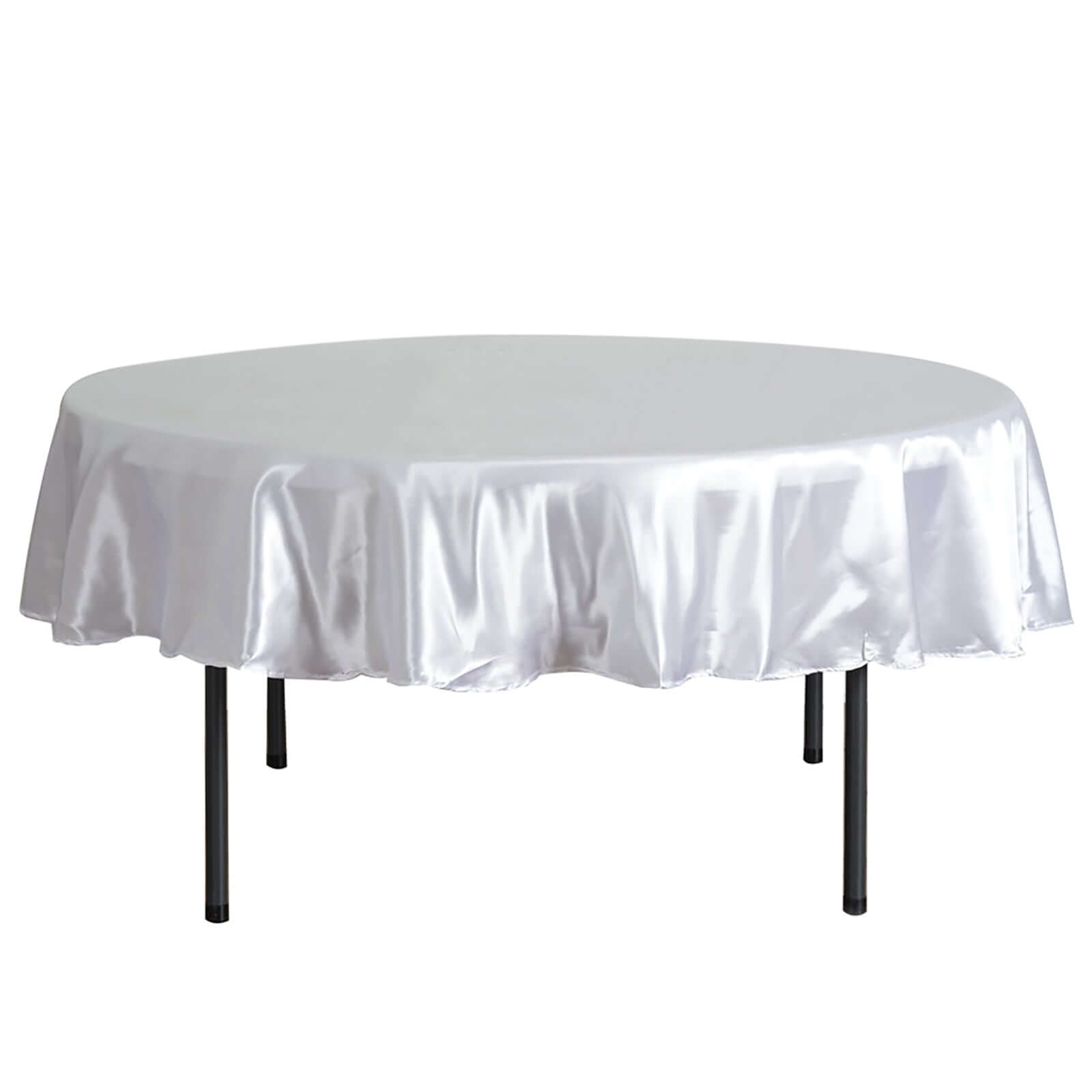 Satin 90" Round Tablecloth White - Smooth and Lustrous Table Cover for Weddings & Events