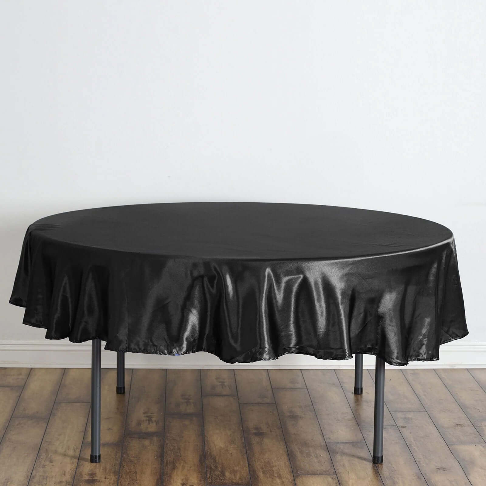 Satin 90" Round Tablecloth Black - Smooth and Lustrous Table Cover