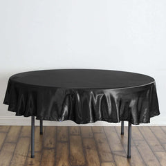 Satin 90" Round Tablecloth Black - Smooth and Lustrous Table Cover