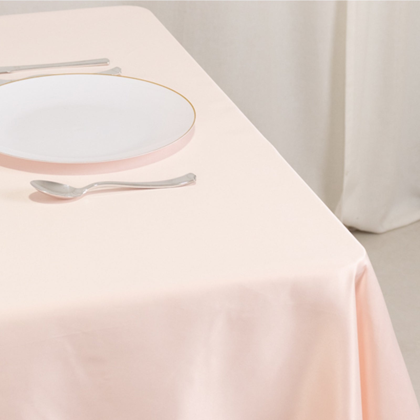 Lamour Satin 54"x54" Table Overlay Square Tablecloth Blush - Durable & Silk-Like Table Cover