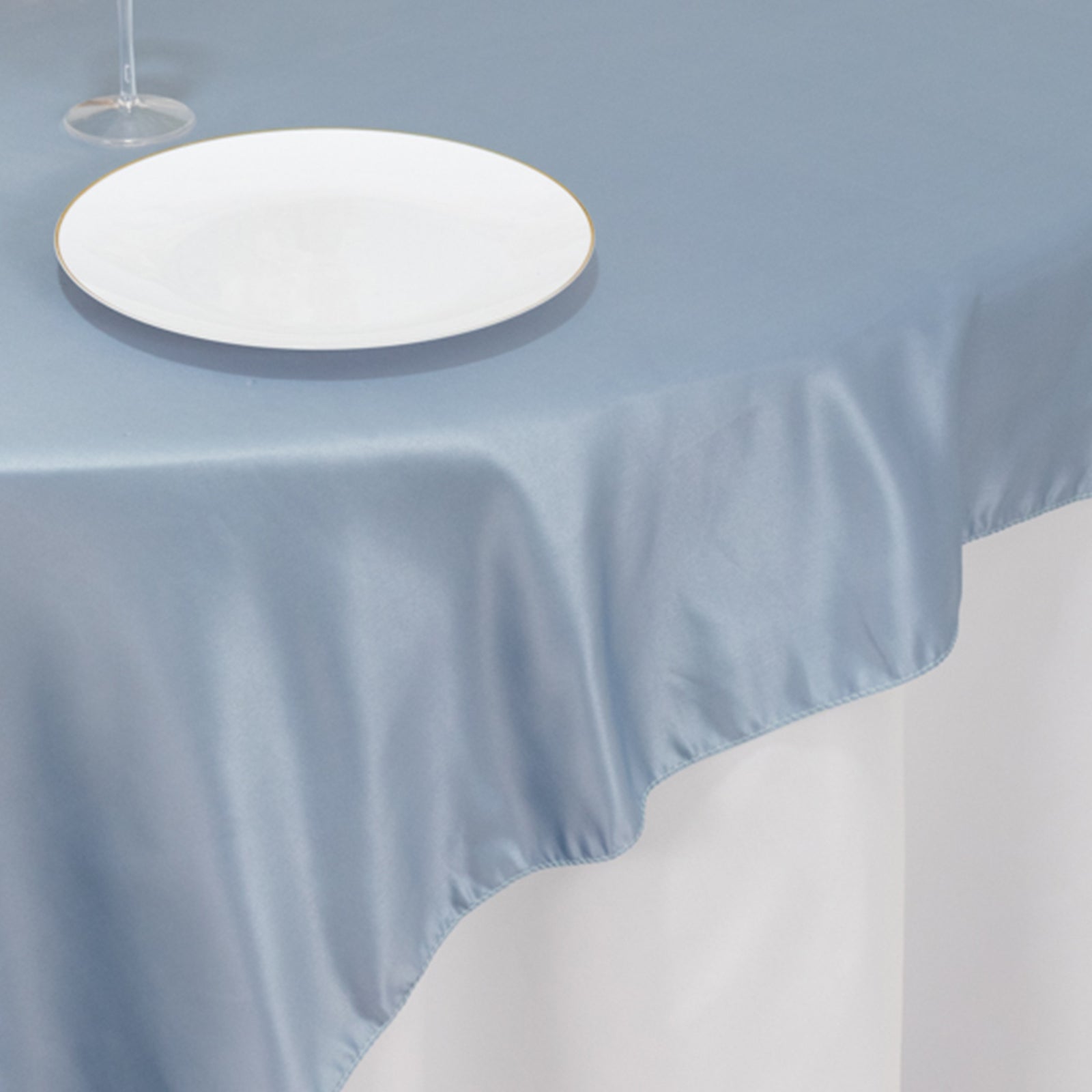 Lamour Satin 72"x72" Table Overlay Square Tablecloth Dusty Blue - Smooth Finish Table Topper