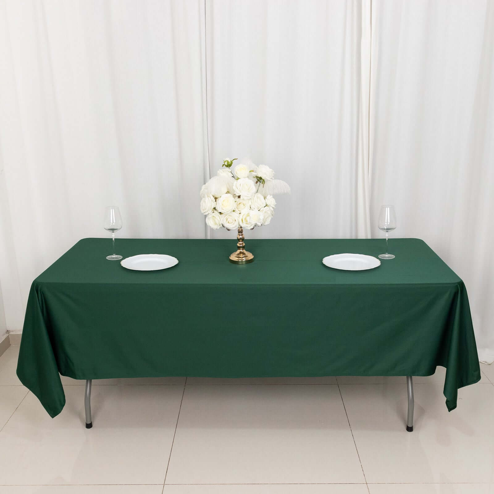Scuba Rectangular 60"x102" Tablecloth Hunter Emerald Green - Wrinkle Free & Stain Resistant Table Cover