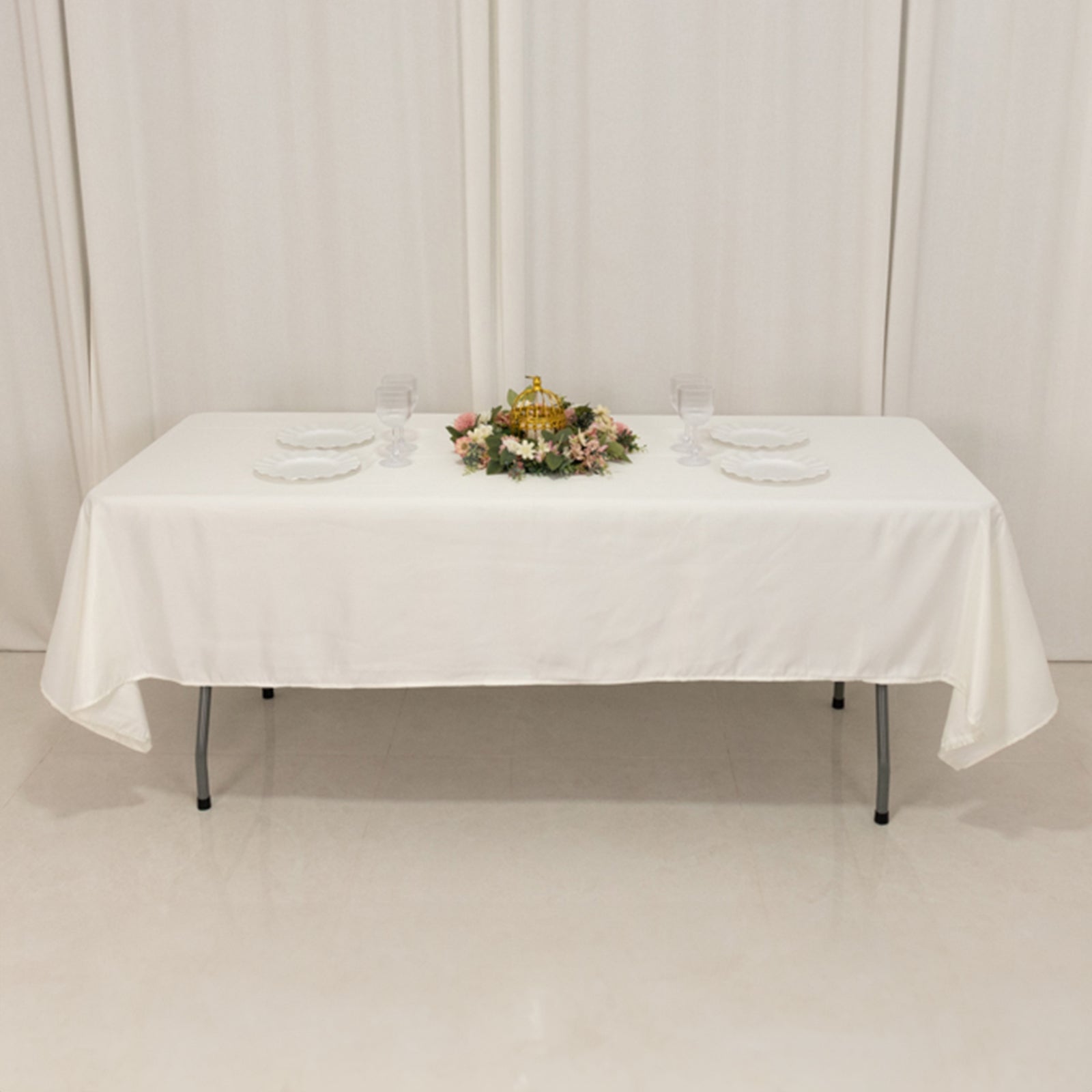 Lamour Satin 60"x102" Rectangle Tablecloth Ivory - Durable & Silky Soft Feel Table Cover
