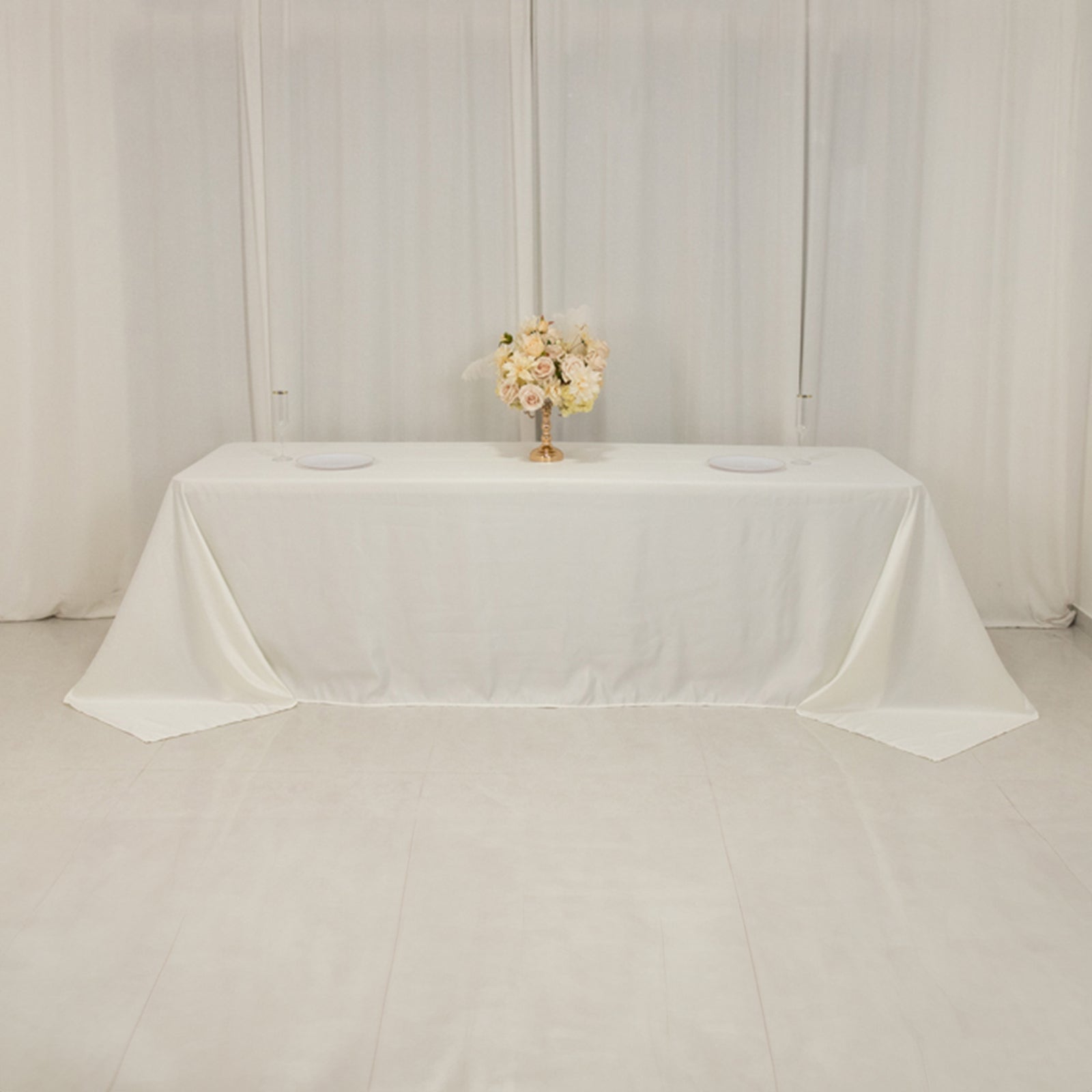 Lamour Satin 90"x156" Rectangle Tablecloth Ivory - Luxurious, Soft Seamless Table Cover