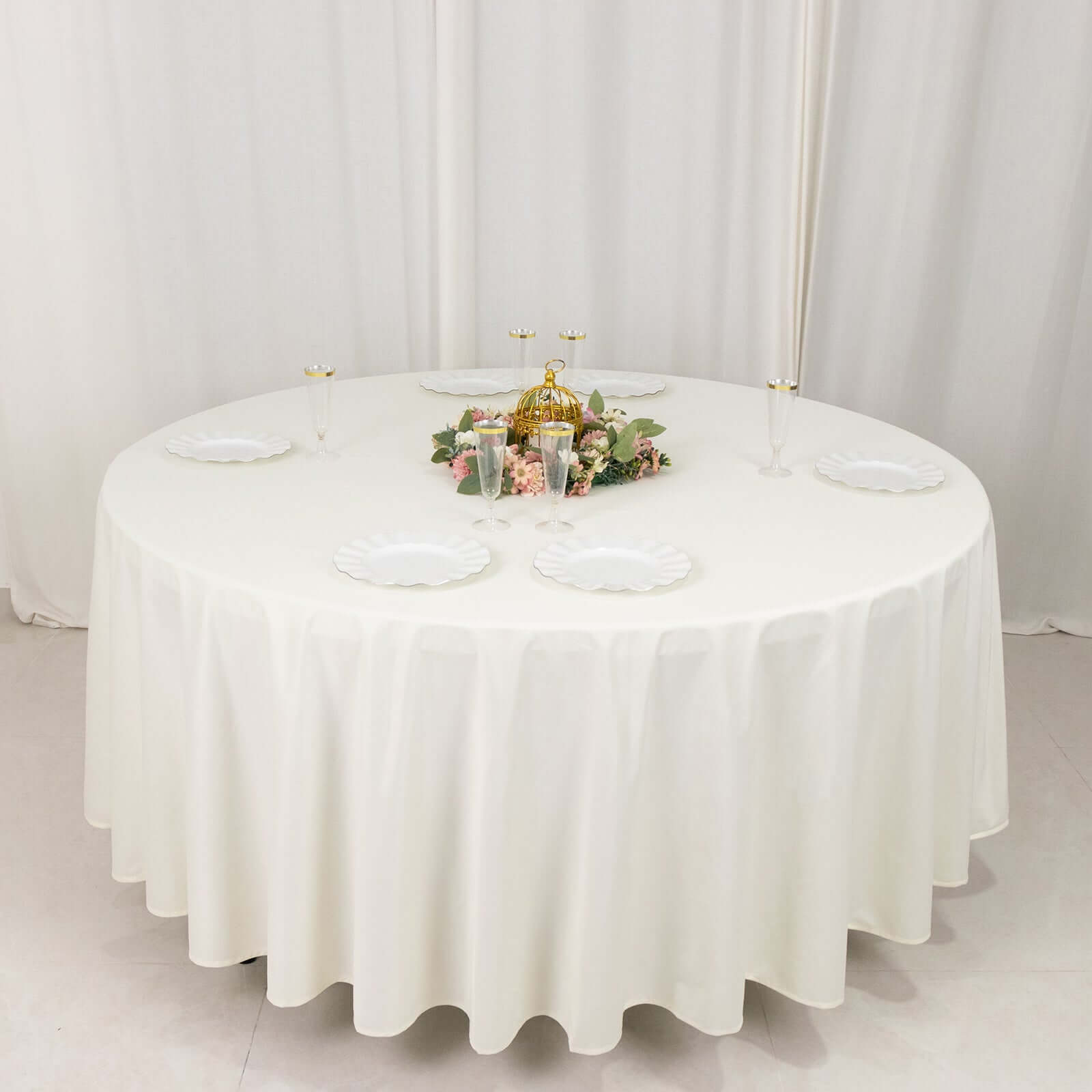 Scuba Round 108" Tablecloth Ivory - Wrinkle Free & Stain Resistant Table Cover