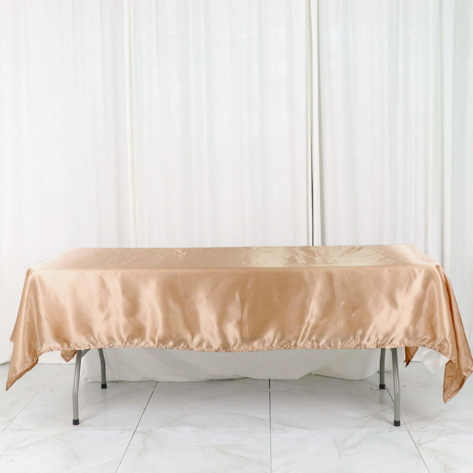 Satin Rectangular 60"x102" Tablecloth Nude - Smooth and Lustrous Table Cover