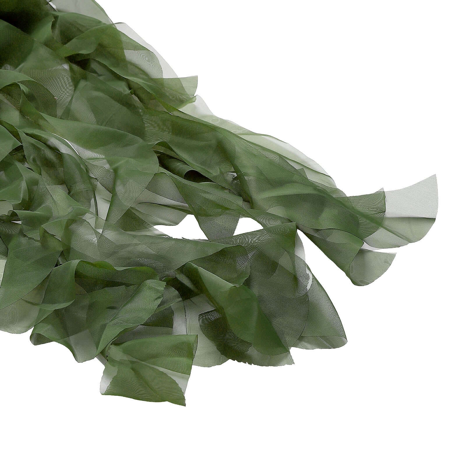 Chiffon Chair Sash with Curly Design Olive Green - Stylish Chair Decorations