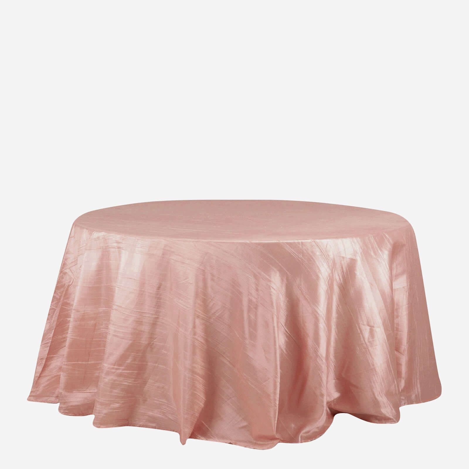 Taffeta 132" Round Tablecloth Dusty Rose - Seamless Accordion Crinkle Table Cover