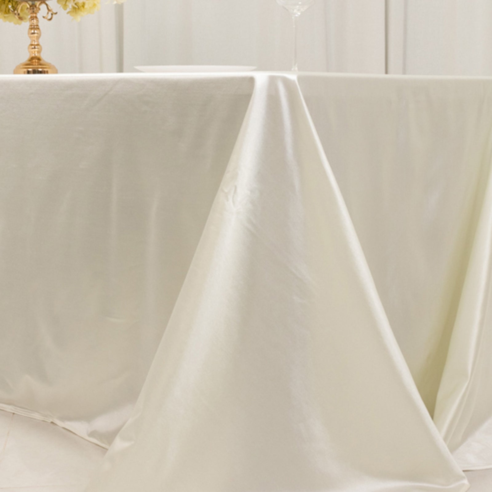 Scuba Rectangular 90"x156" Tablecloth Shimmering Pearl White - Wrinkle Free & Stain Resistant Seamless Table Cover