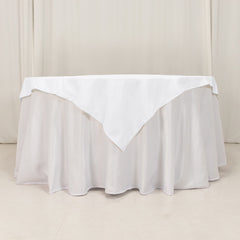 Cotton Blend 54"x54" Table Overlay Square Tablecloth White - Wrinkle-Resistant Table Topper