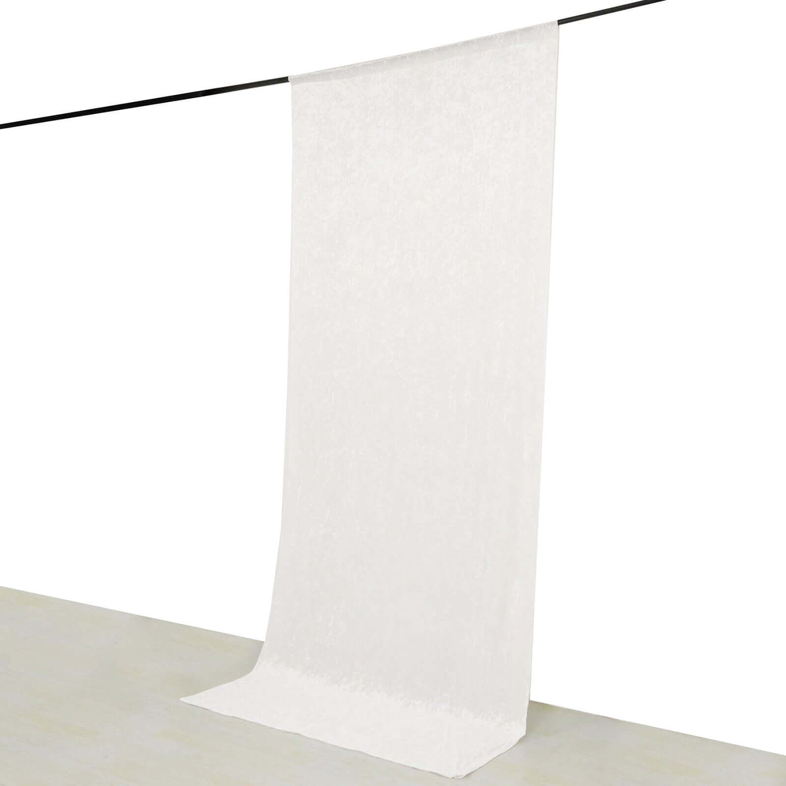 White Crushed Velvet Backdrop Curtain – 5ft x 12ft Event Drape with Rod Pocket, Privacy Panel for Photo Booths & Events