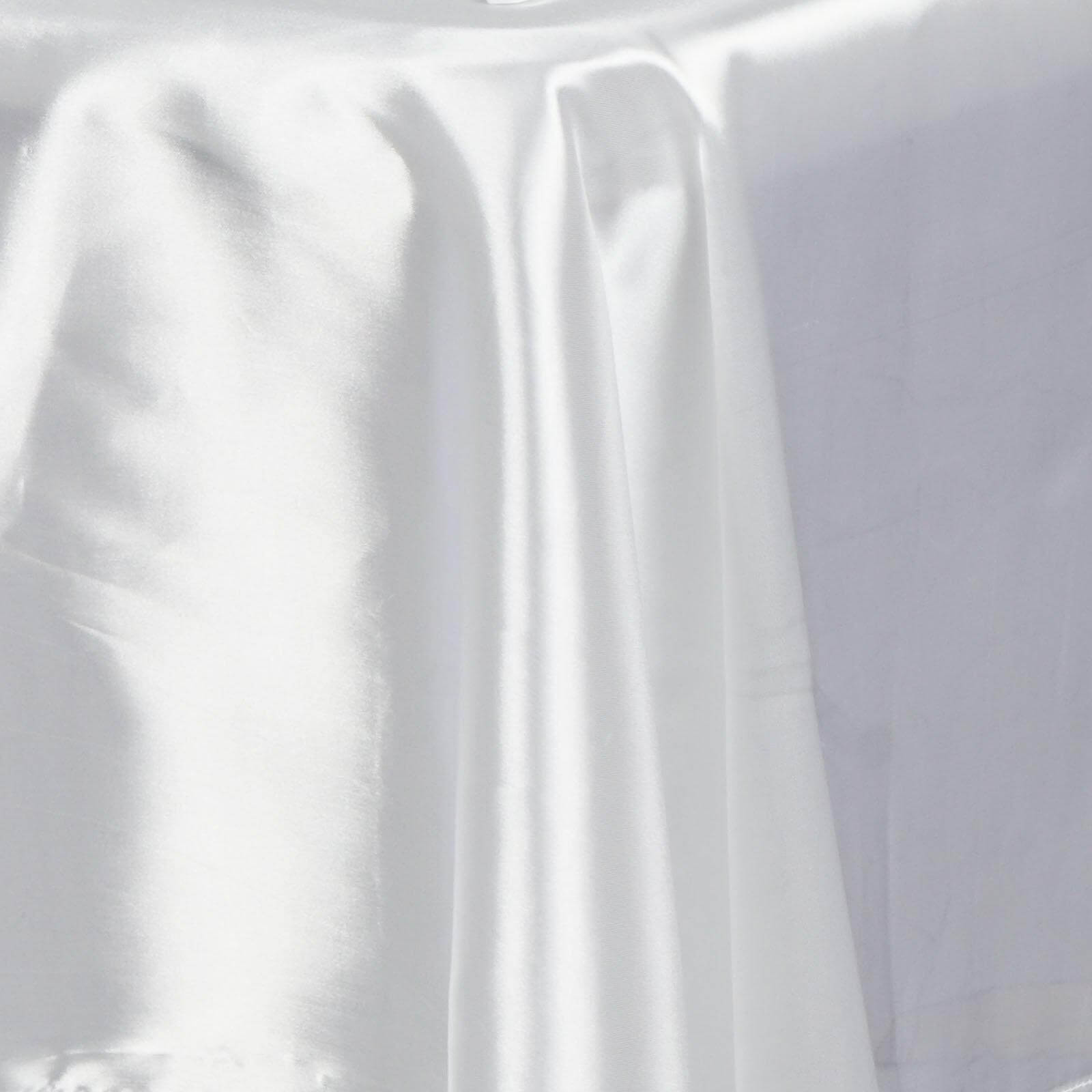Satin Rectangular 60"x102" Tablecloth White - Smooth and Lustrous Finish for Weddings and Parties