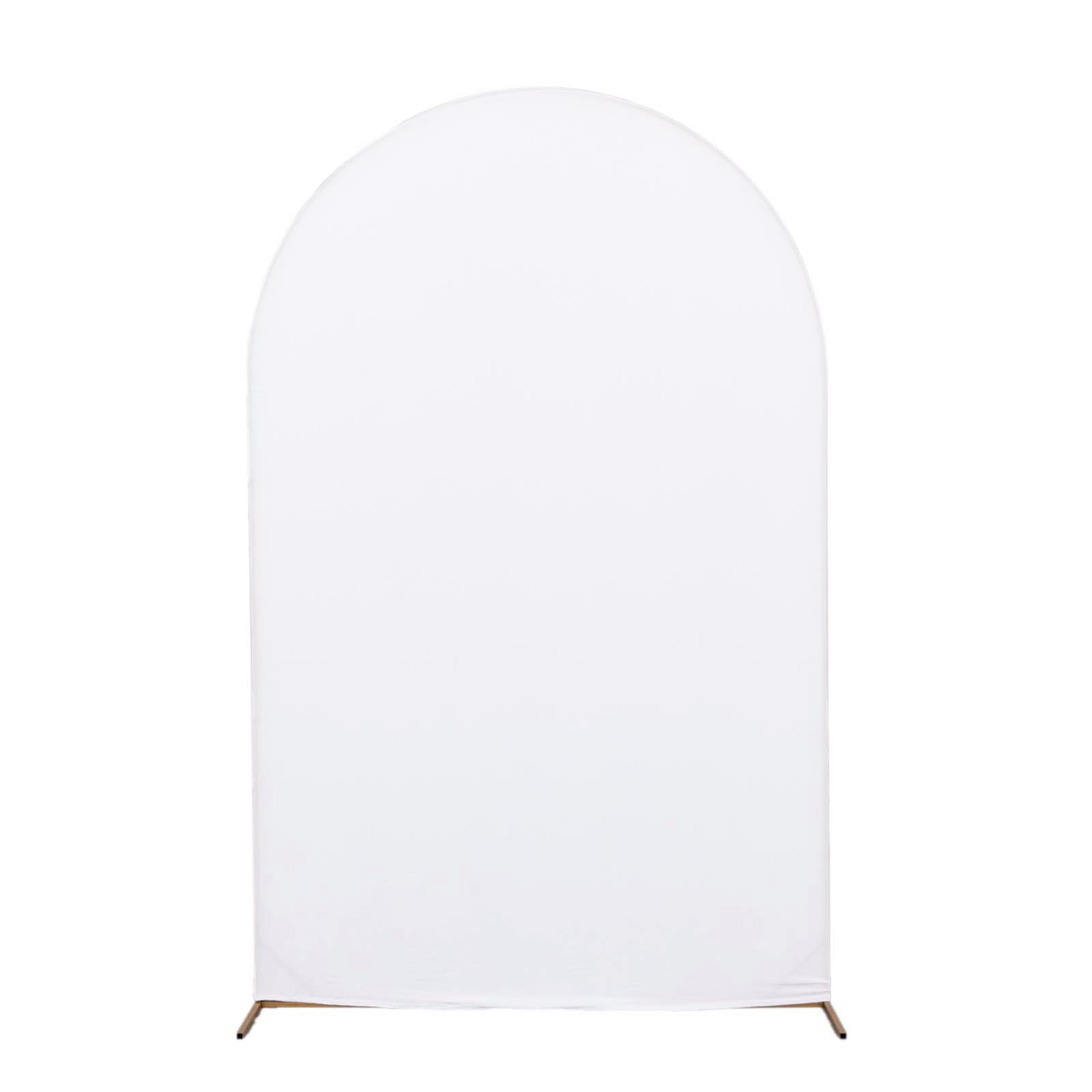 8ft Matte White Spandex Fitted Wedding Arch Cover For Round Top Chiara Backdrop Stand