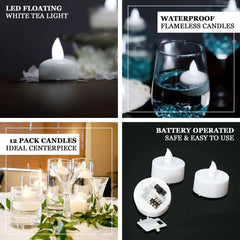 12-Pack Tealight Candles Flameless Design Cool White - Waterproof Floating LED Lighting