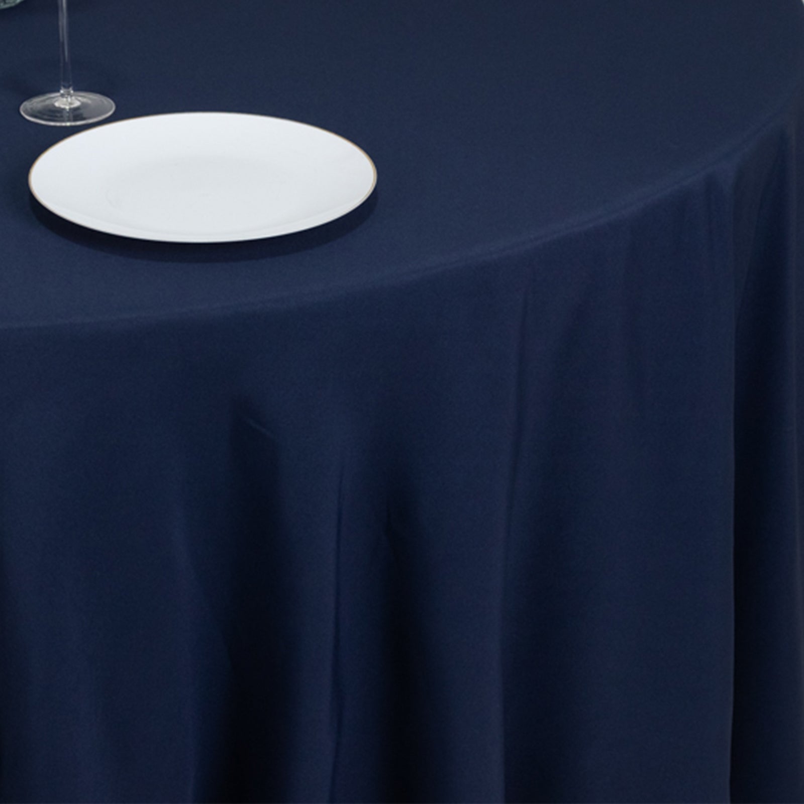 Fire Retardant Premium Polyester 120" Round Tablecloth Navy Blue - High-Performance Seamless Table Cover