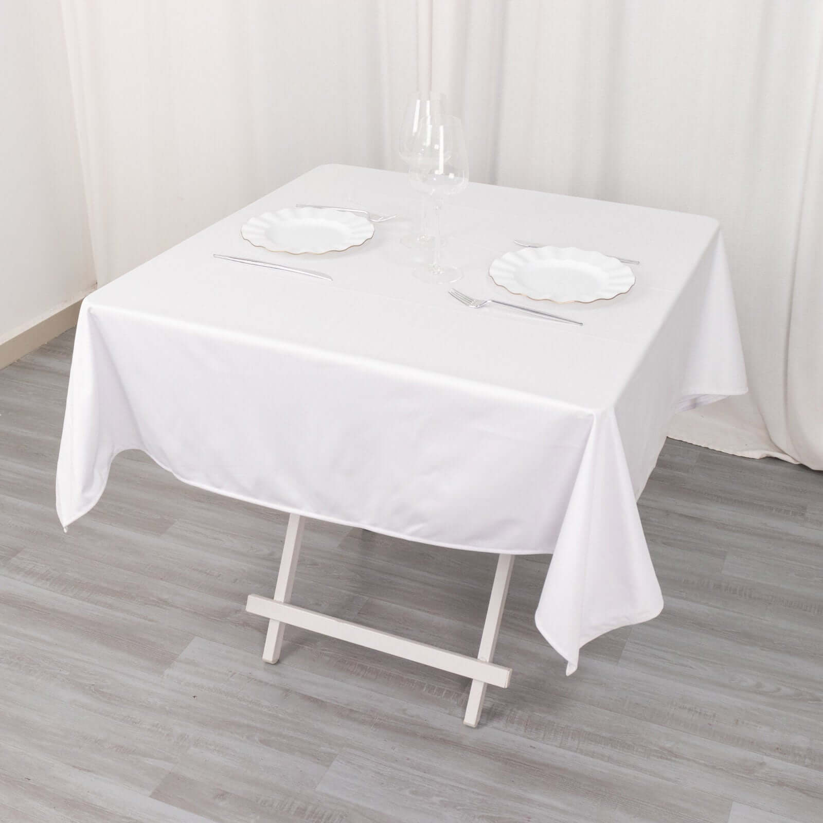 Scuba Square 54"x54" Tablecloth White - Wrinkle Free & Stain Resistant Table Cover for Weddings & Events