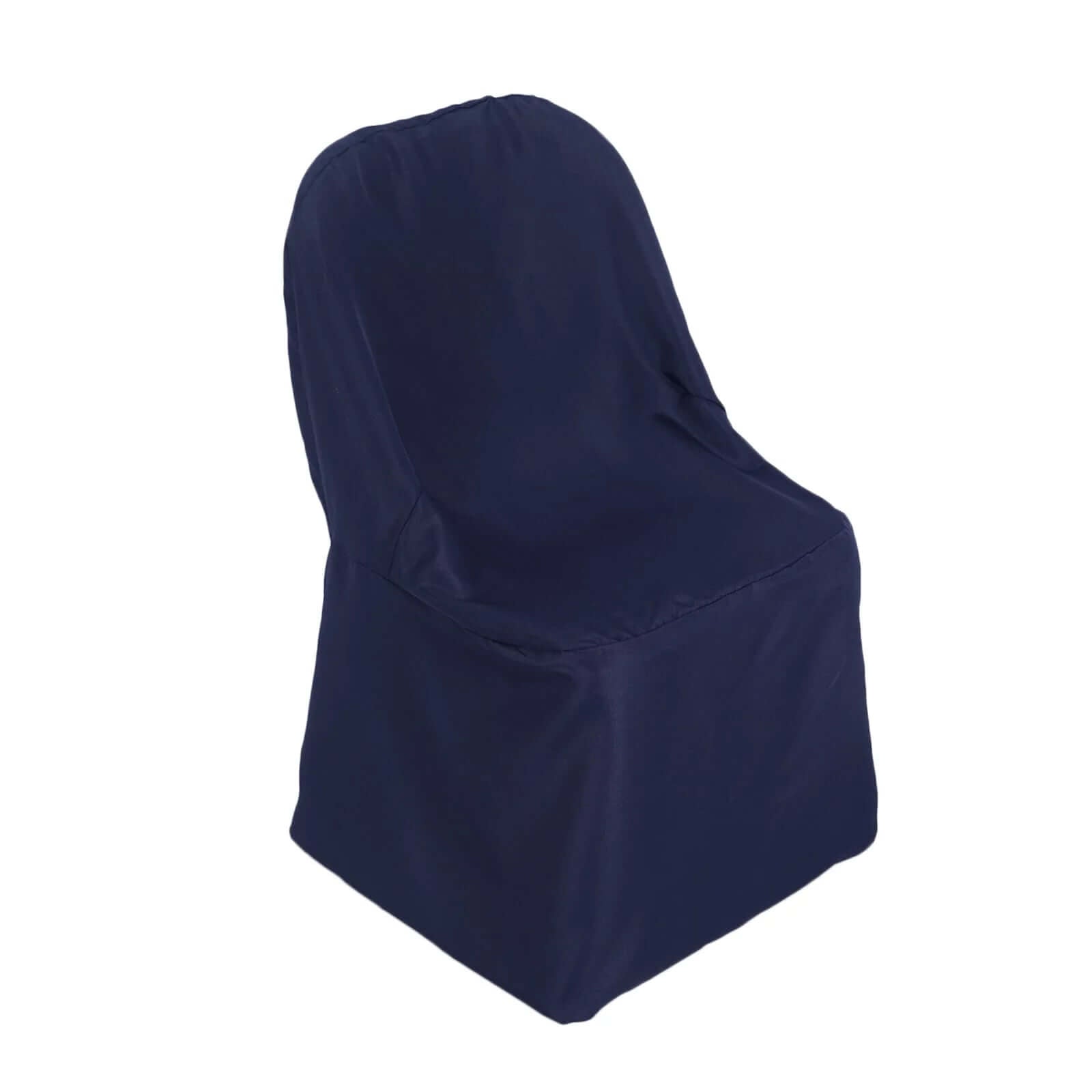10 Pack Polyester Chair Covers for Folding Chairs Navy Blue - Wrinkle-Free Stain-Resistant Slip-On Slipcovers