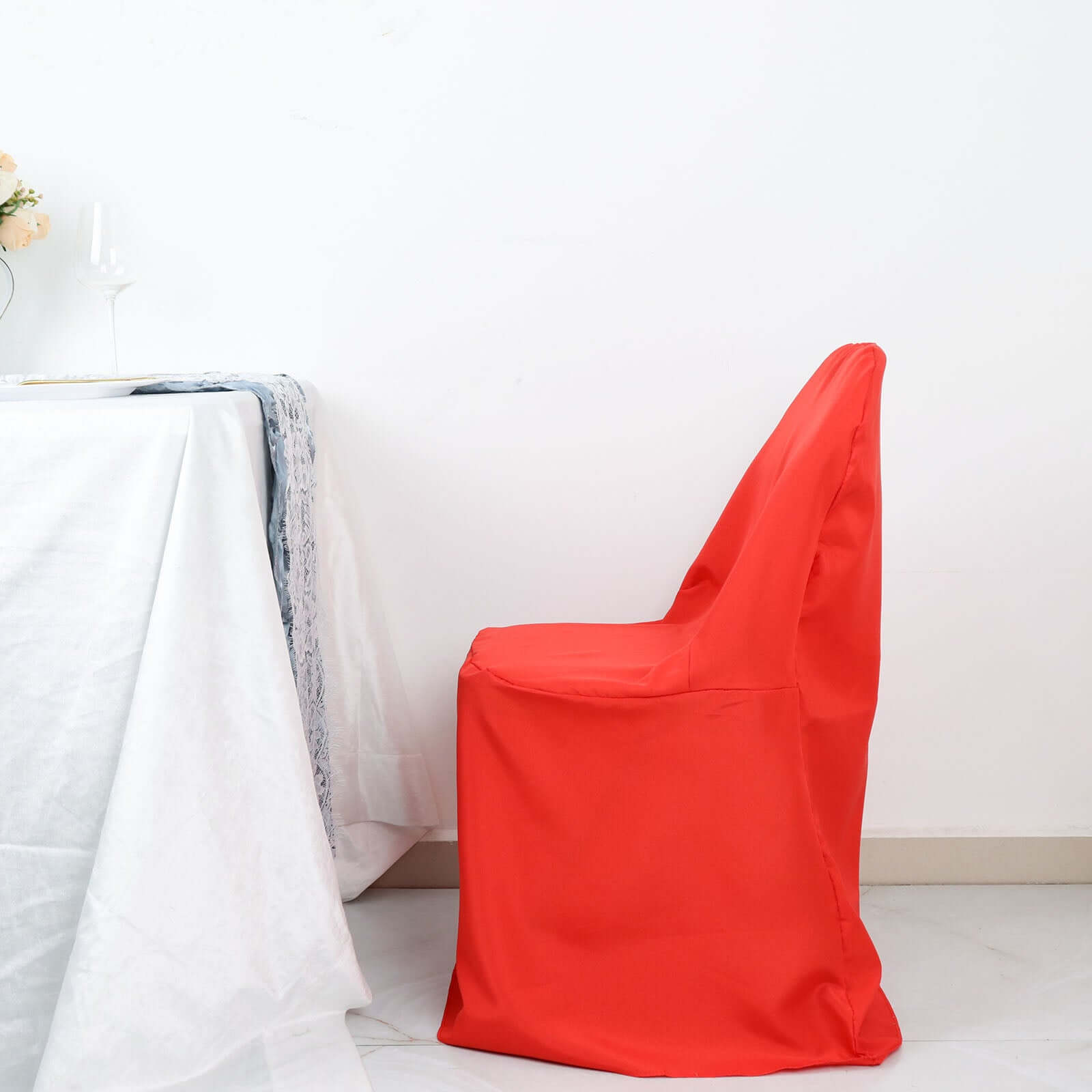 Polyester Slip On Folding Chair Covers Red - Stain-Resistant Reusable Durable Fabric