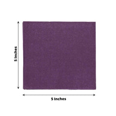 50-Pack Paper Beverage Napkins Purple - 2 Ply Disposable Soft 18GSM Cocktail Napkins 5"x5"