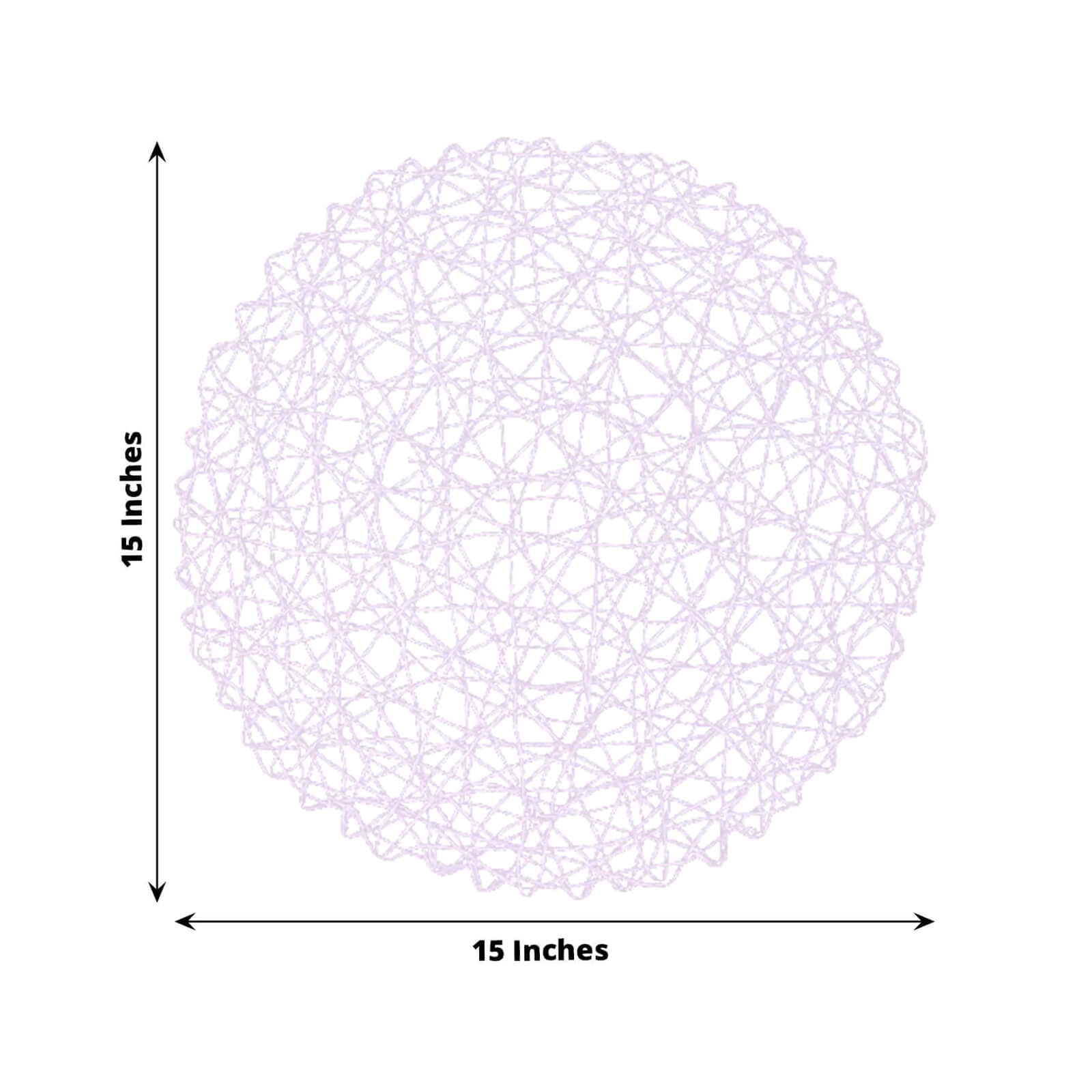 6-Pack Table Placemats Woven Fiber Design Lavender Lilac Round - Disposable Mats for Dining and Events 15"