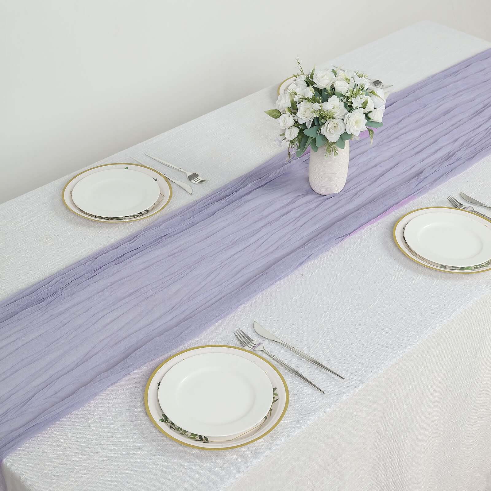 Gauze Cheesecloth 10ft Table Runner Lavender Lilac - Rustic Boho Style