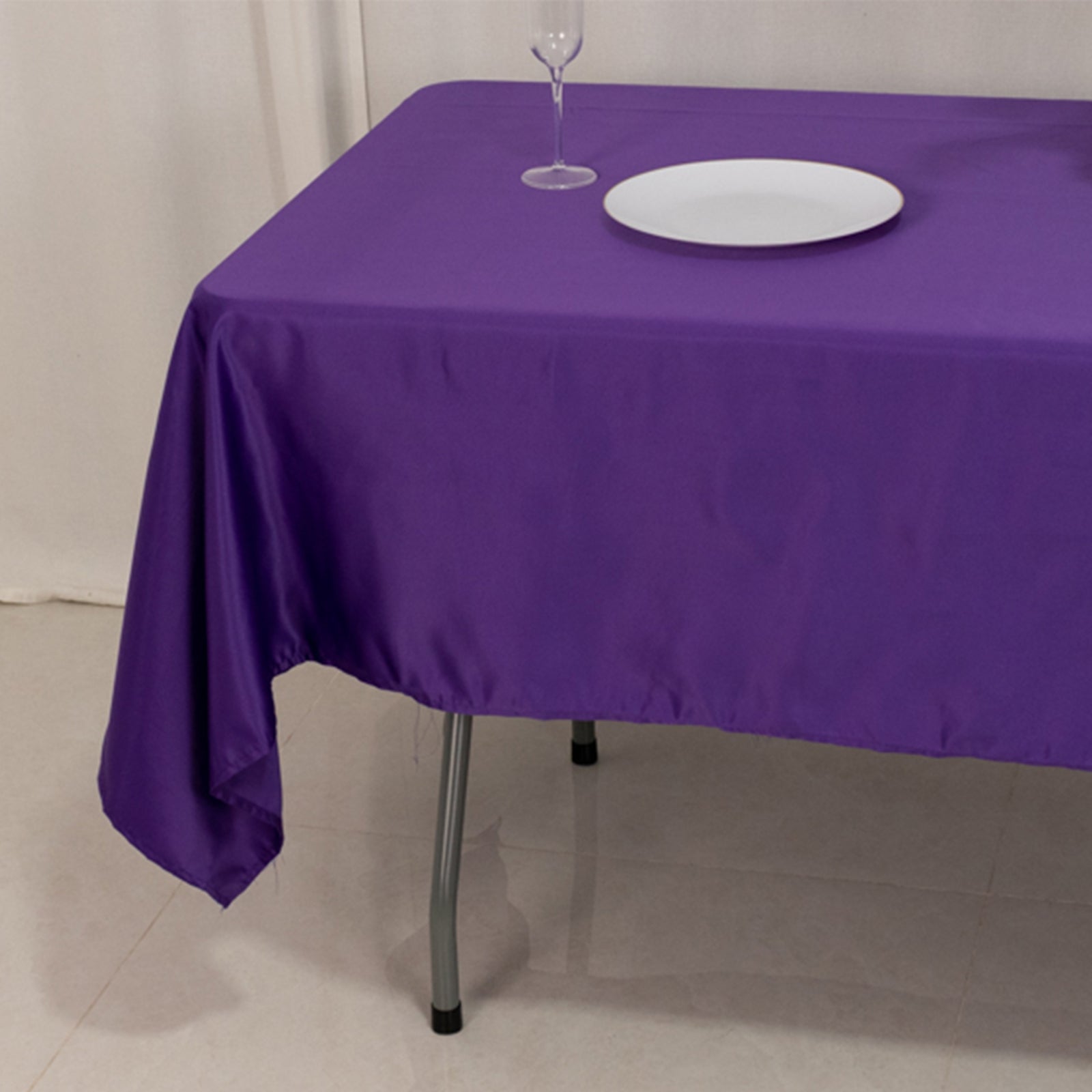 Lamour Satin 60"x102" Rectangle Tablecloth Purple - Durable & Silky Soft Feel Table Cover