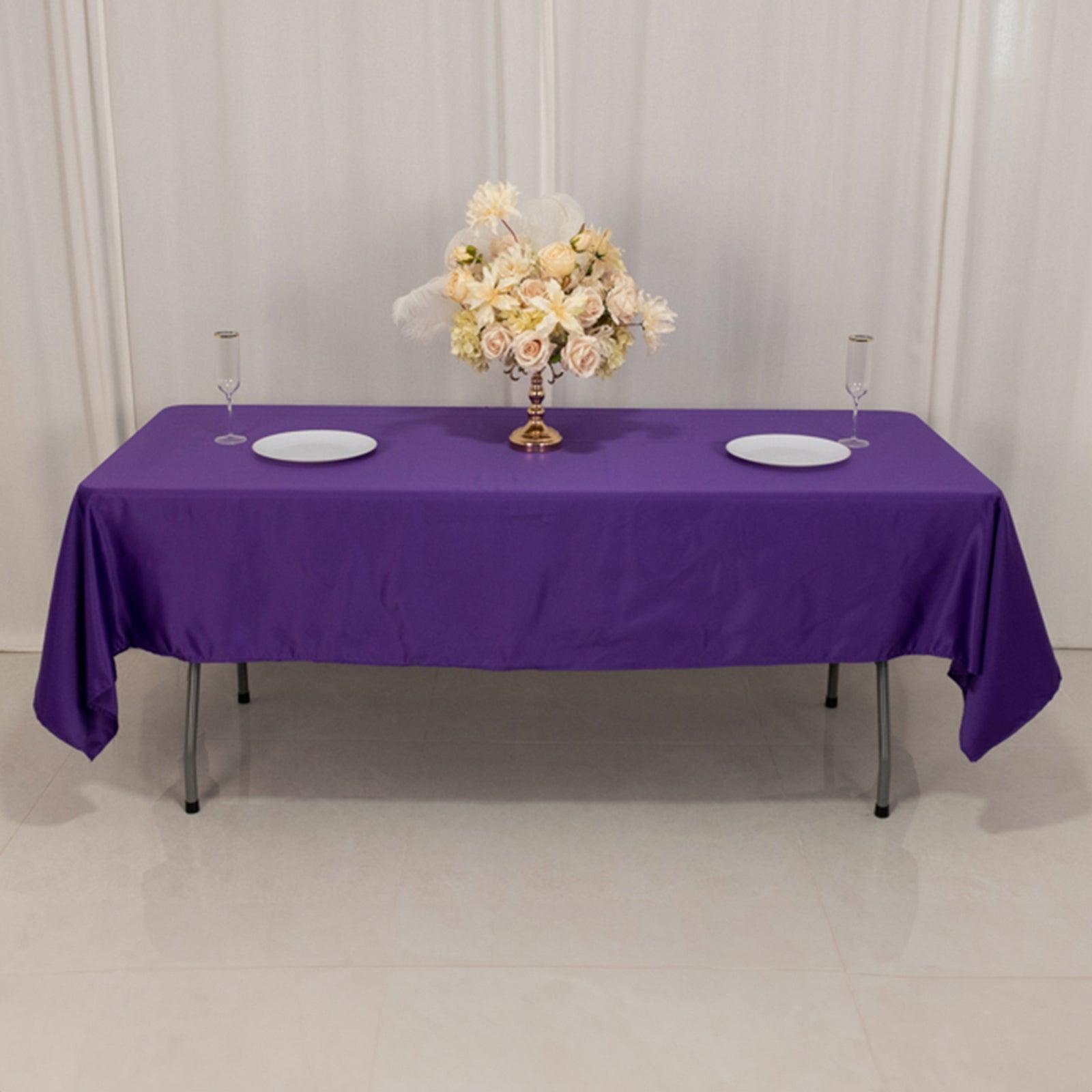 Lamour Satin 60"x102" Rectangle Tablecloth Purple - Durable & Silky Soft Feel Table Cover