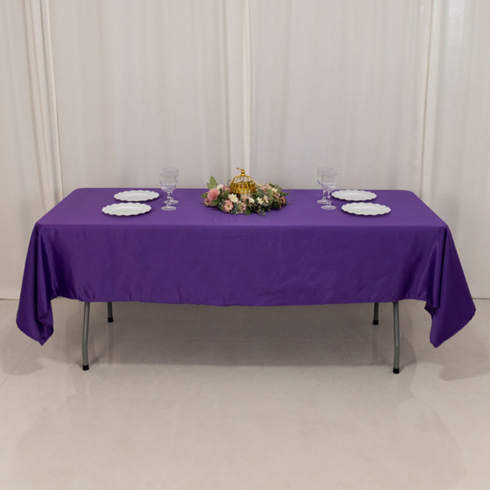 Lamour Satin 60"x102" Rectangle Tablecloth Purple - Durable & Silky Soft Feel Table Cover