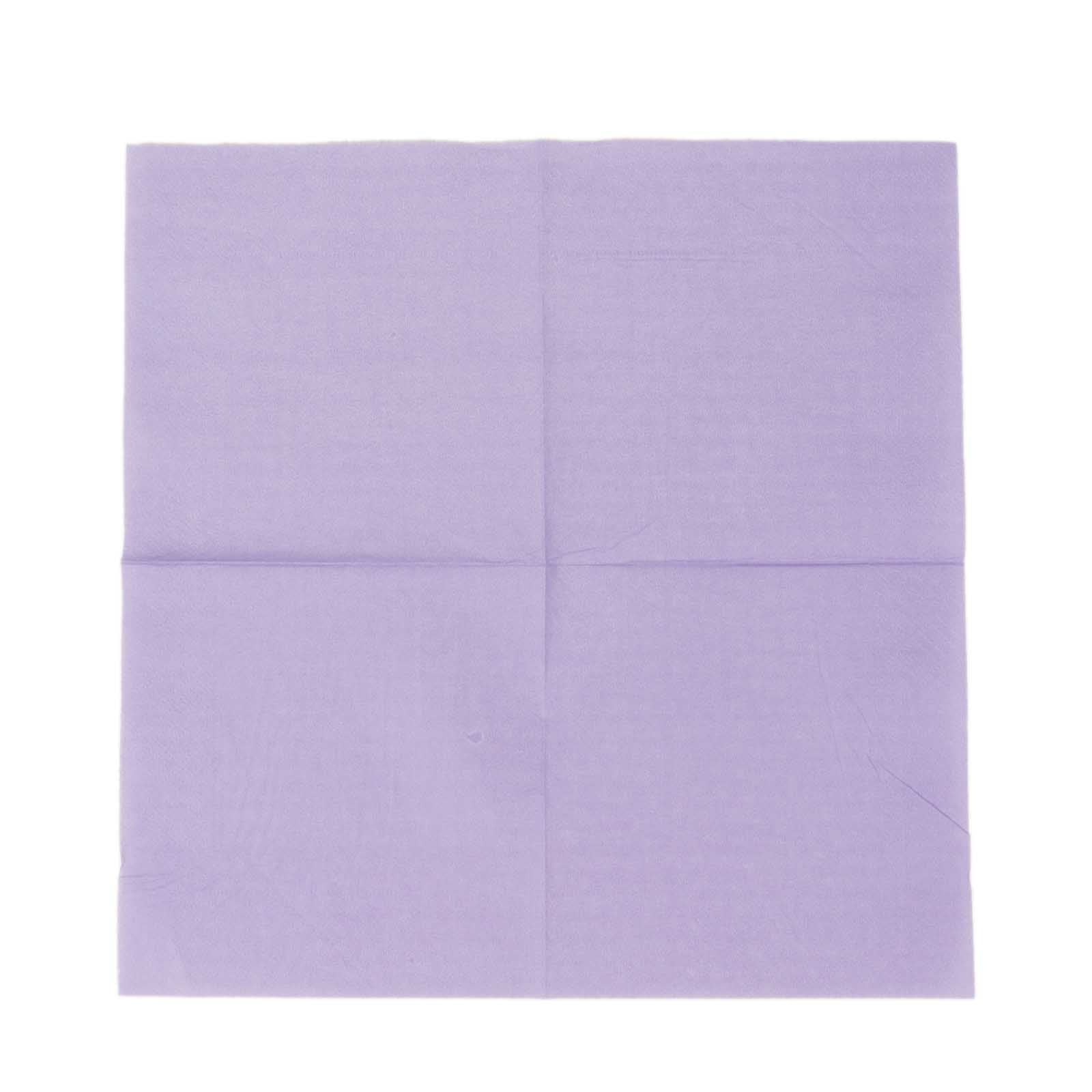 50-Pack Paper Beverage Napkins Lavender Lilac - 2 Ply Disposable Soft 18GSM Cocktail Napkins 5"x5"