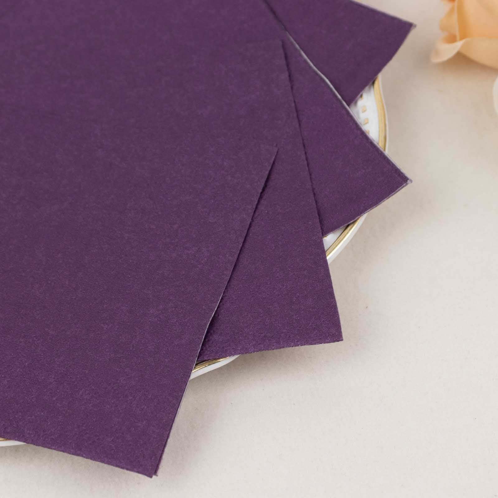 50-Pack Paper Beverage Napkins Purple - 2 Ply Disposable Soft 18GSM Cocktail Napkins 5"x5"
