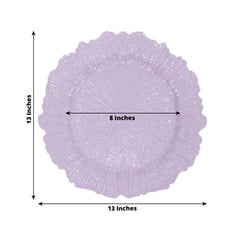 6-Pack Acrylic Plastic Round Charger Plates 13" in Lavender Lilac with Reef Design, Dinner Charger Tableware