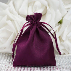 12 Pack 3"x4" Eggplant Satin Drawstring Wedding Party Favor Gift Bags