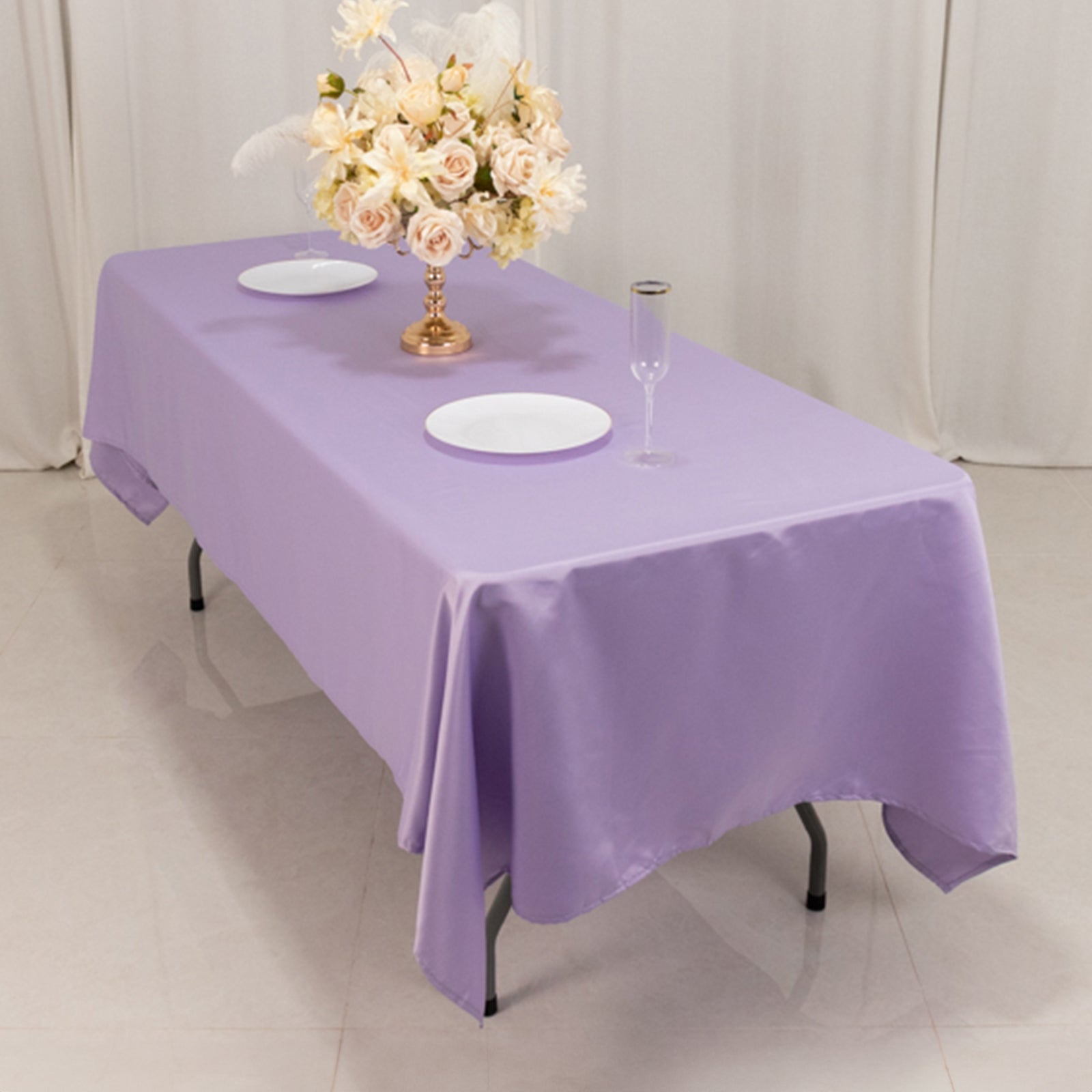 Lamour Satin 60"x102" Rectangle Tablecloth Lavender Lilac - Durable & Silky Soft Feel Table Cover