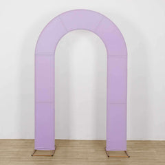 8ft Lavender Lilac Spandex Fitted Open Arch Wedding Arch Cover, Double-Sided U-Shaped Backdrop Slipcover